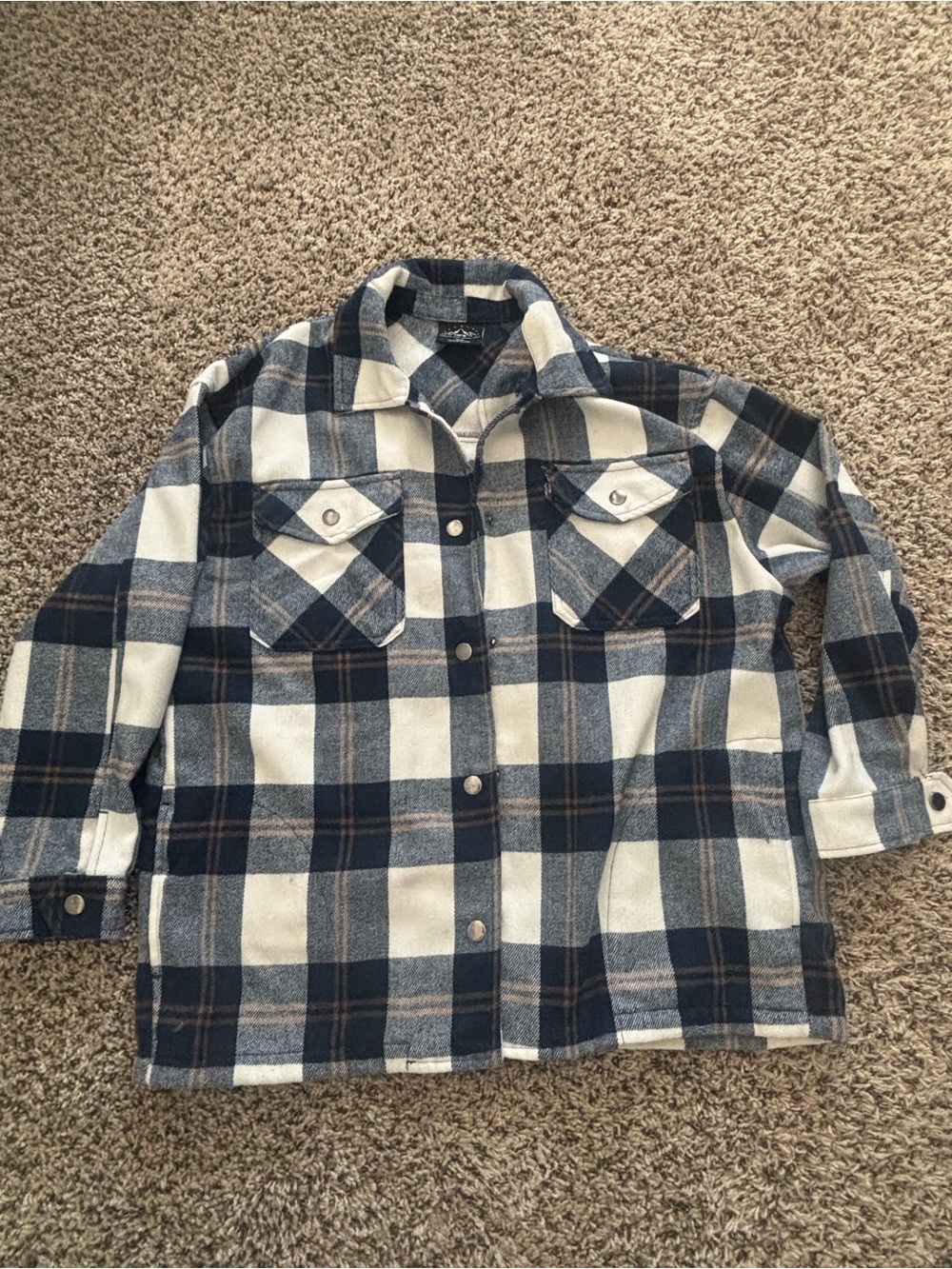Women’s Blue and Cream Plaid Button-Front Shacket